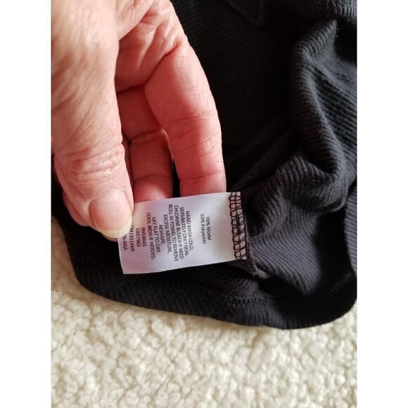 TREASURE AND BOND WOMENS BLACK LONG SLEEVE V-NECK RIB KNIT TOP SIZE MEDIUM - Picture 9 of 9